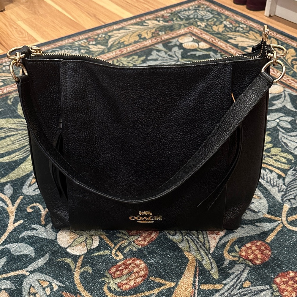 Coach Black Marlon Leather Hobo Pebbled Leather Shoulder Bag F79994
